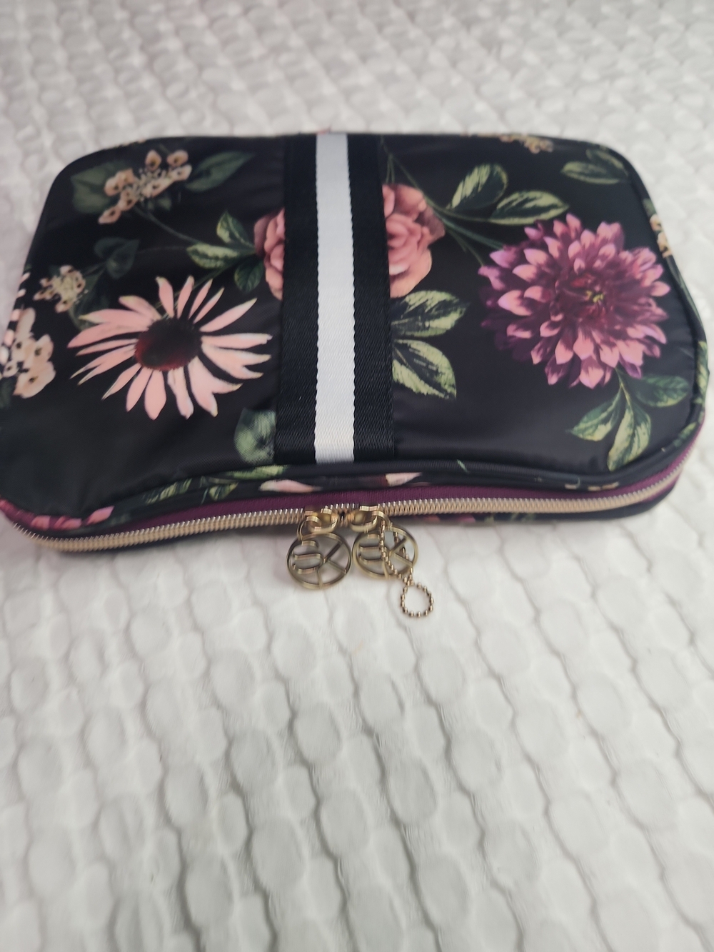Sonia Kashuk Floral Travel Pouch - Black with Pink Floral Print